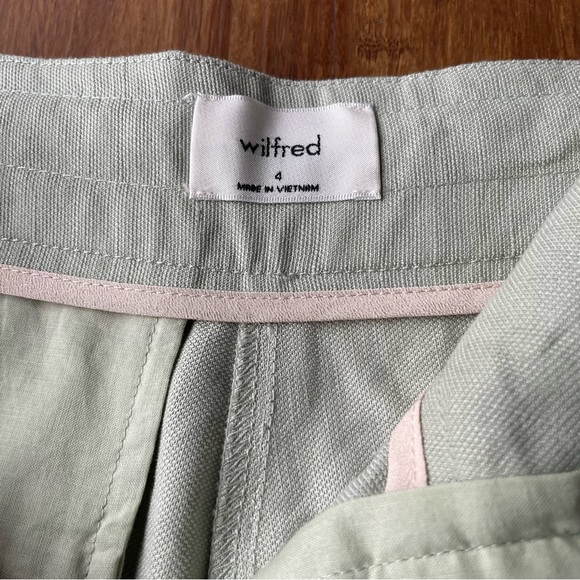 Wilfred allant pants womens 4 sage green linen tie string vacation crop Aritzia - Picture 7 of 16